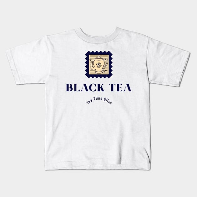 Black Tea Time Bliss Tea Lovers Kids T-Shirt by VOIX Designs